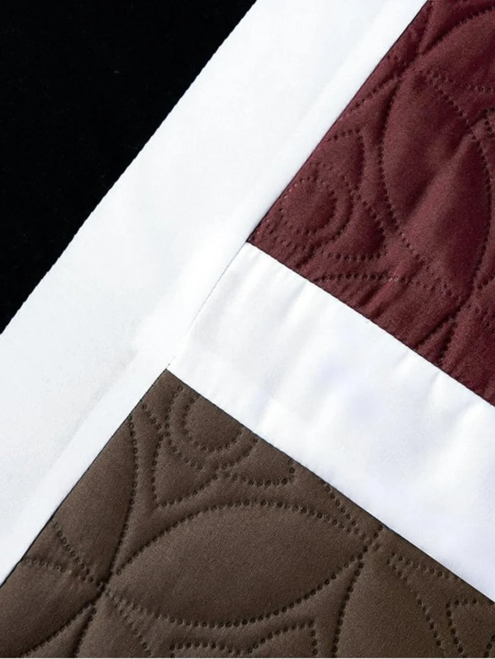 Modern Colorblock Comforter Set in Black, Burgundy & Brown - Home Bedding